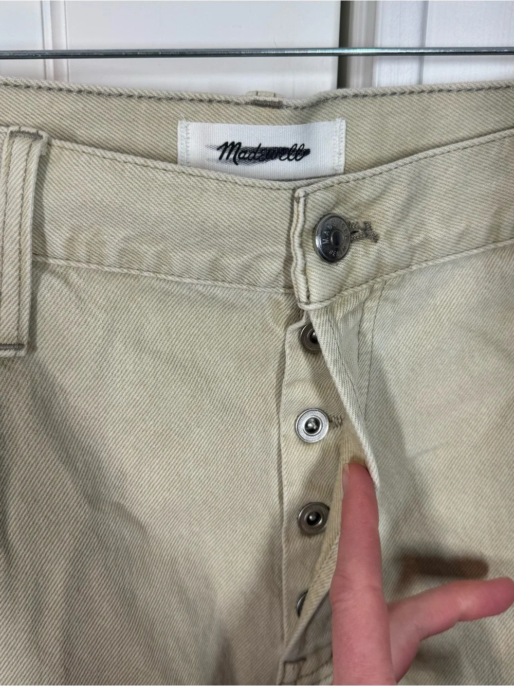 Madewell Short Pieced Barrel-Leg Jeans‎ Faded Khaki Rigid size 33 Short NWT READ